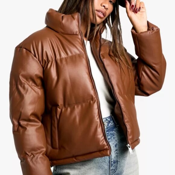 Brown Puffer Jacket M - Picture 1 of 7